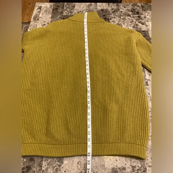 Silk Maison 100% Wool Career Office Chunky Avocado Green Fall Sweater Coat SZ S - Picture 12 of 16